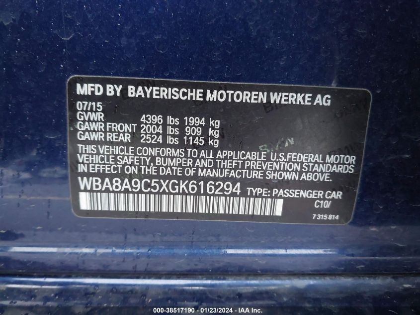 2016 BMW 320I - WBA8A9C5XGK616294