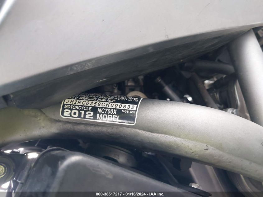2012 HONDA NC700X JH2RC6359CK000832