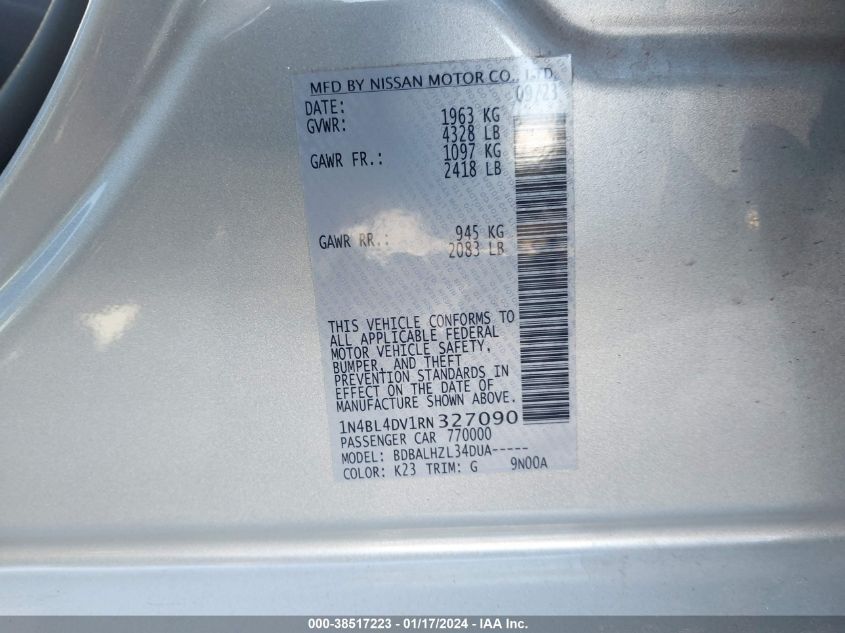 2024 NISSAN ALTIMA SV - 1N4BL4DV1RN327090