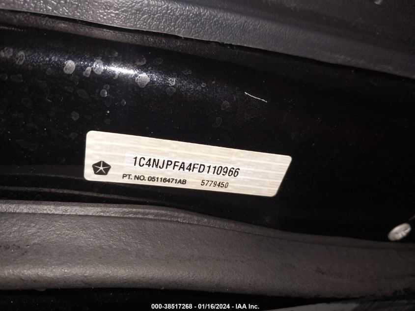 2015 JEEP PATRIOT LATITUDE - 1C4NJPFA4FD110966