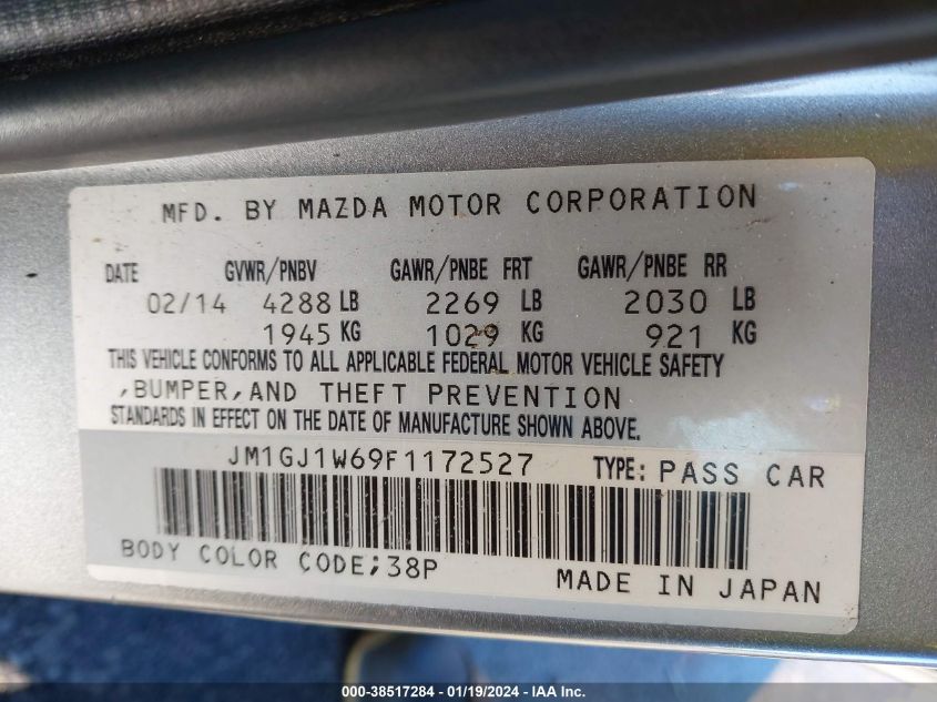 2015 MAZDA MAZDA6 I GRAND TOURING - JM1GJ1W69F1172527