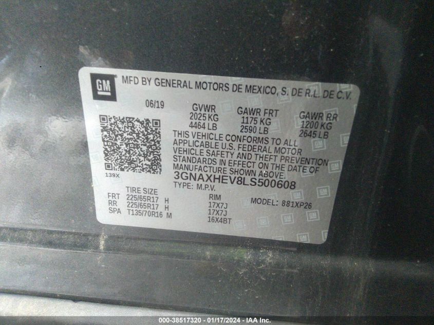 2020 CHEVROLET EQUINOX LS - 3GNAXHEV8LS500608
