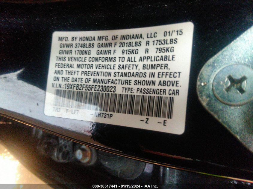 2015 HONDA CIVIC LX - 19XFB2F55FE230023