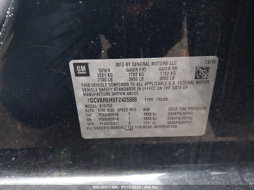 2015 CHEVROLET SILVERADO 1500 2LT - 1GCVKREHXFZ426866