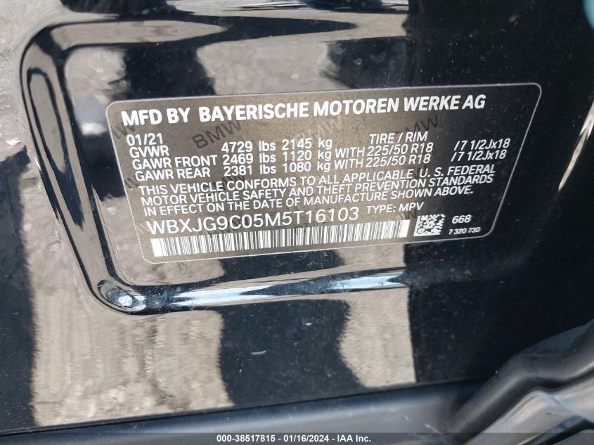 2021 BMW X1 XDRIVE28I - WBXJG9C05M5T16103