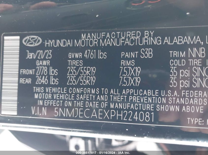 2023 HYUNDAI TUCSON LIMITED - 5NMJECAEXPH224081