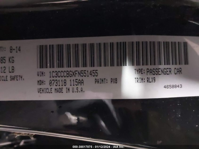 2015 CHRYSLER 200 S - 1C3CCCBGXFN551455