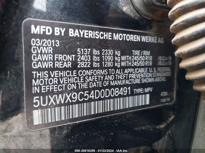 2013 BMW X3 XDRIVE28I - 5UXWX9C54D0D08491