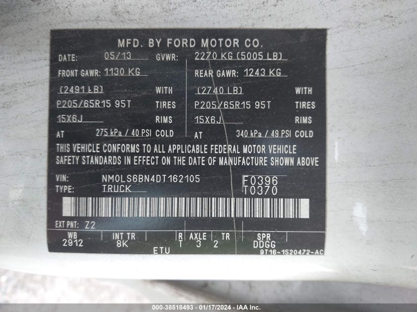 2013 FORD TRANSIT CONNECT XLT - NM0LS6BN4DT162105