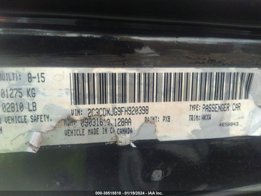 2015 DODGE CHARGER SXT - 2C3CDXJG9FH920398