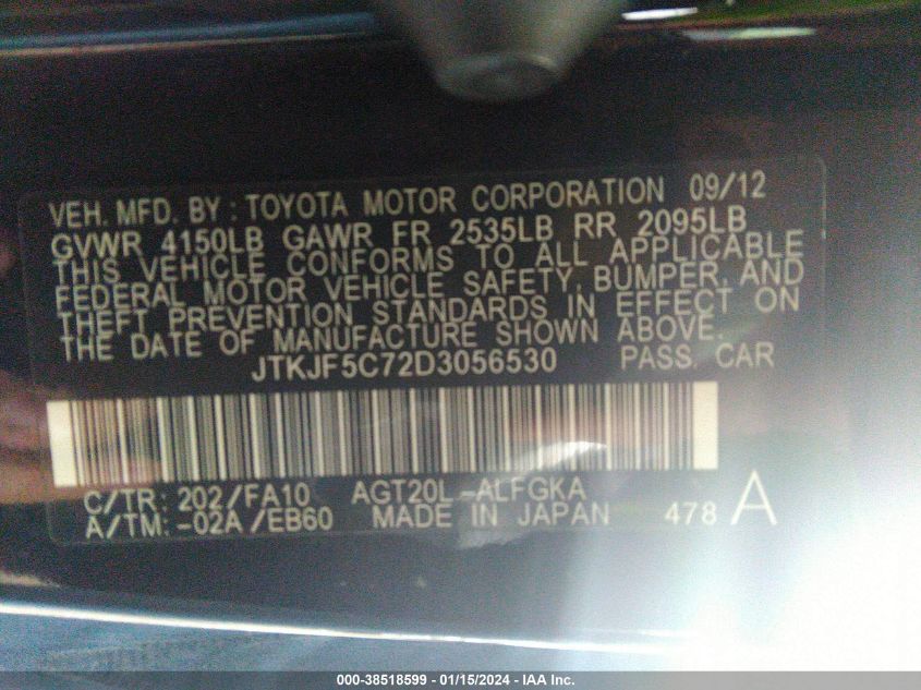 2013 TOYOTA SCION TC - JTKJF5C72D3056530