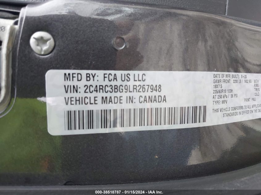 2020 CHRYSLER PACIFICA TOURING L - 2C4RC3BG9LR267948