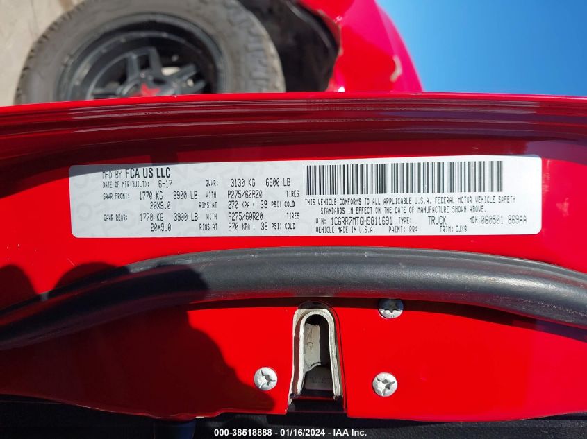 2017 RAM 1500 NIGHT  4X4 5'7 BOX - 1C6RR7MT6HS811691