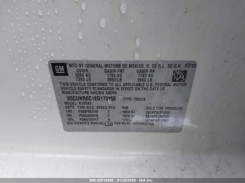 2014 CHEVROLET SILVERADO 1500 2LT - 3GCUKREC1EG173158