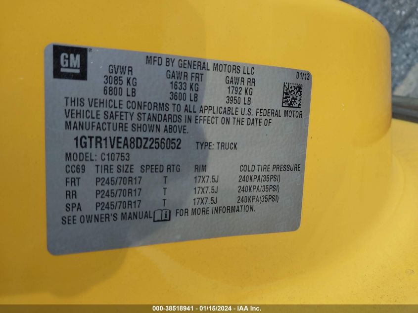 2013 GMC SIERRA 1500 SLE - 1GTR1VEA8DZ256052