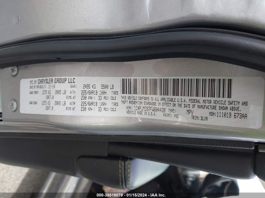 2015 JEEP CHEROKEE LIMITED - 1C4PJMDS7FW604438