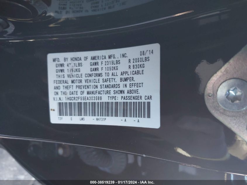 2014 HONDA ACCORD SPORT - 1HGCR2F55EA303599