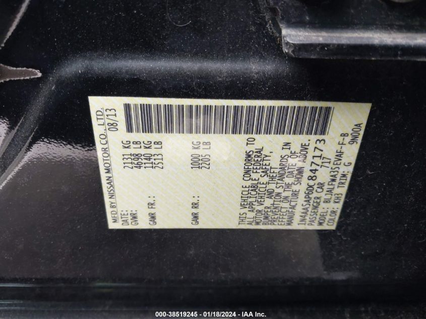 2013 NISSAN MAXIMA 3.5 SV - 1N4AA5AP6DC847173