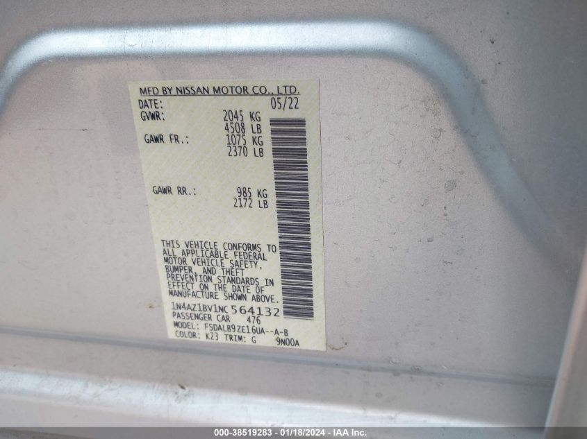 2022 NISSAN LEAF S - 1N4AZ1BV1NC564132