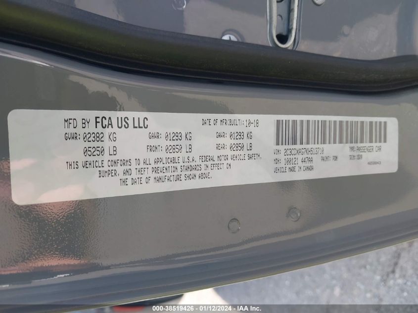 2019 DODGE CHARGER POLICE - 2C3CDXAG7KH513710