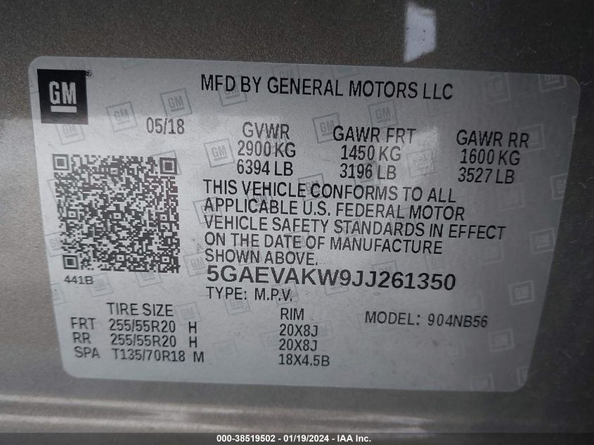 2018 BUICK ENCLAVE ESSENCE - 5GAEVAKW9JJ261350
