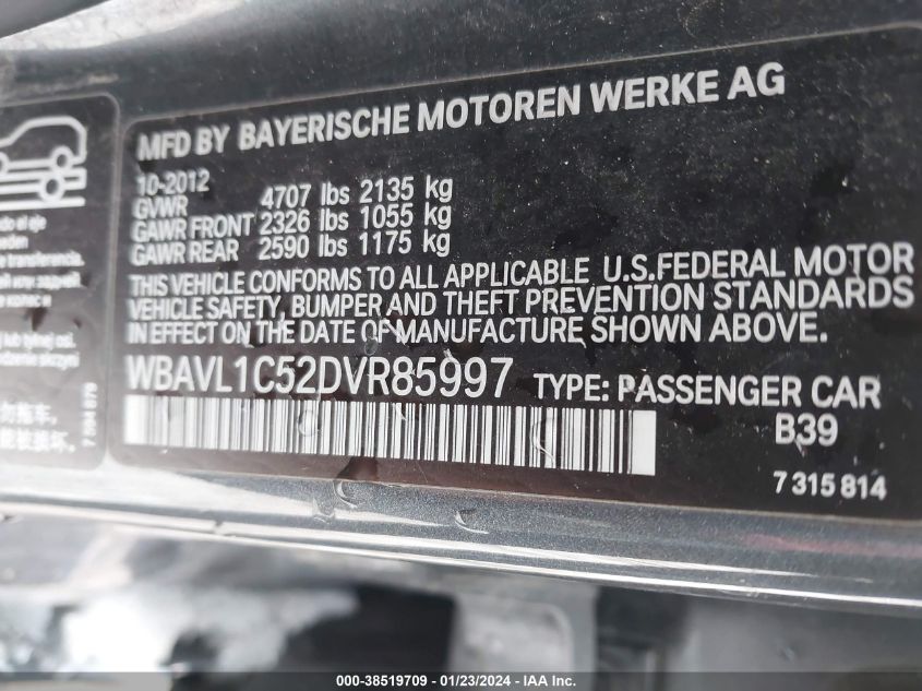 2013 BMW X1 XDRIVE28I - WBAVL1C52DVR85997