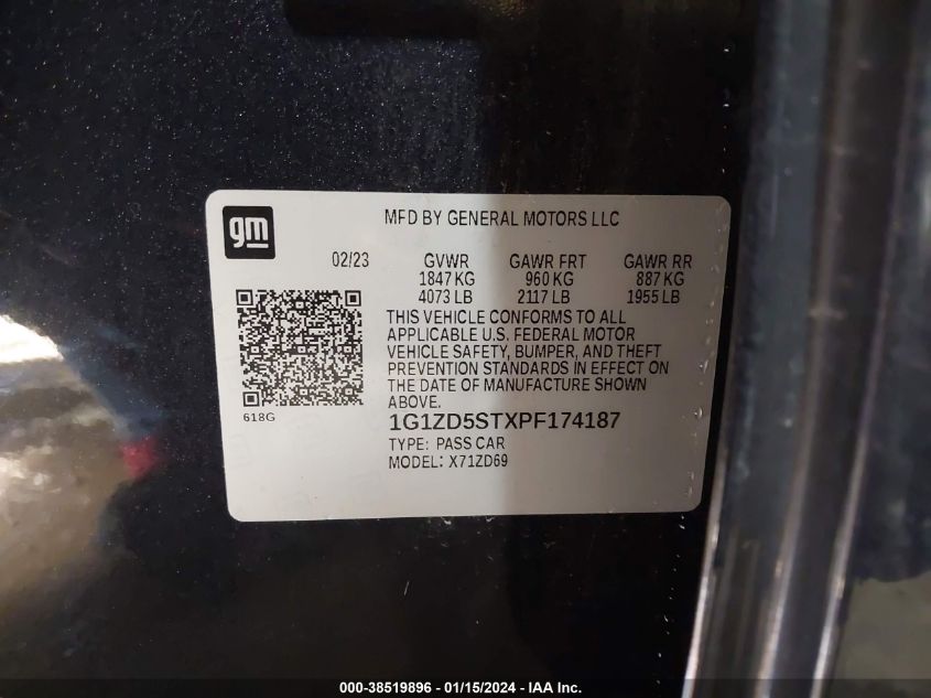 2023 CHEVROLET MALIBU FWD 1LT - 1G1ZD5STXPF174187