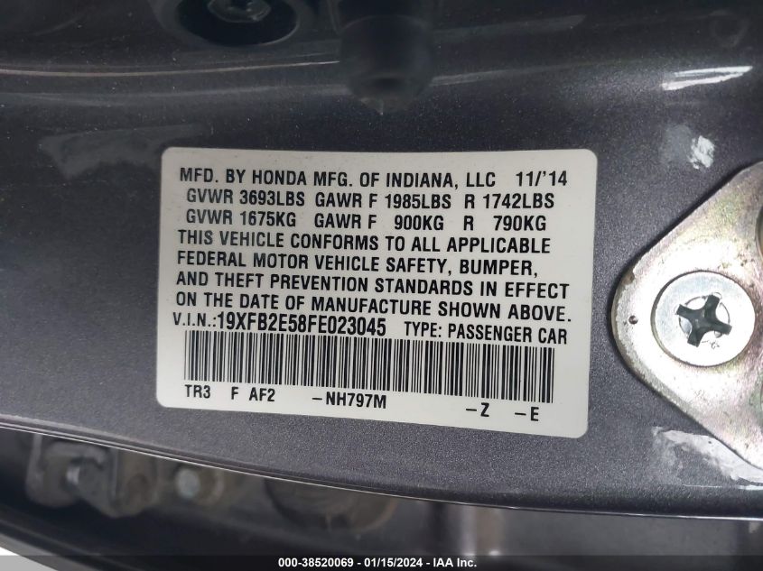 2015 HONDA CIVIC LX - 19XFB2E58FE023045