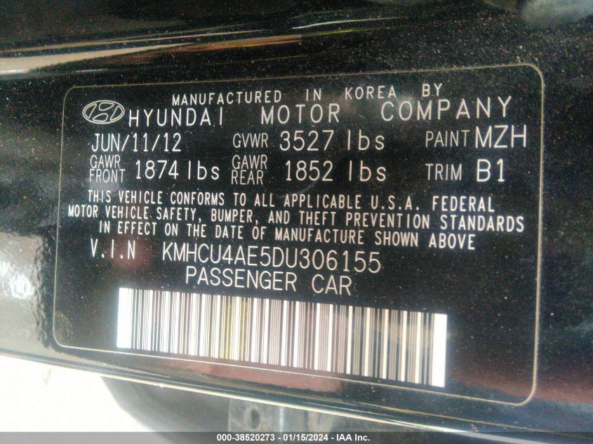 2013 HYUNDAI ACCENT GLS - KMHCU4AE5DU306155