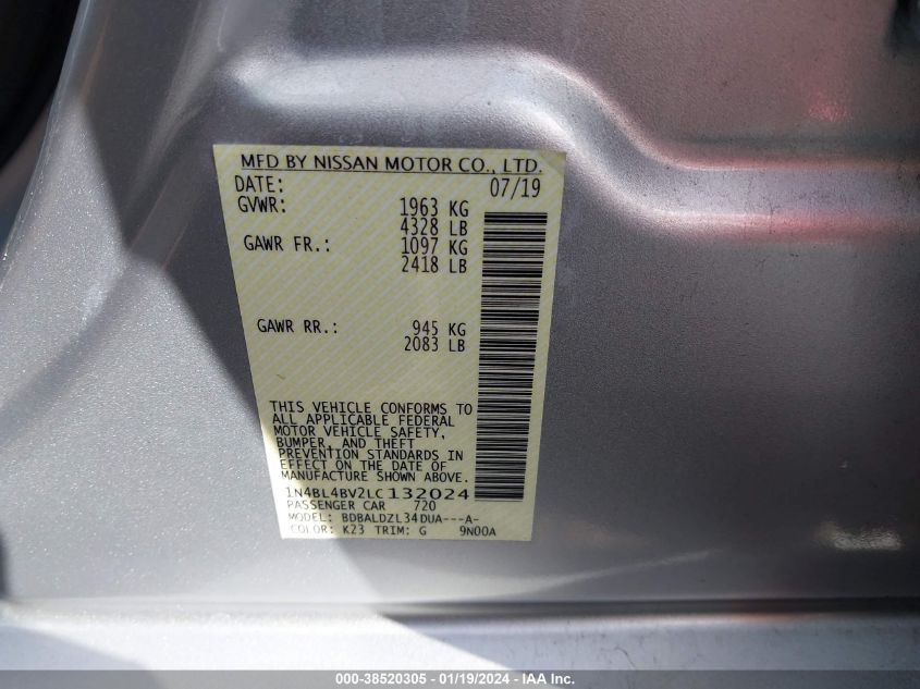 2020 NISSAN ALTIMA S - 1N4BL4BV2LC132024