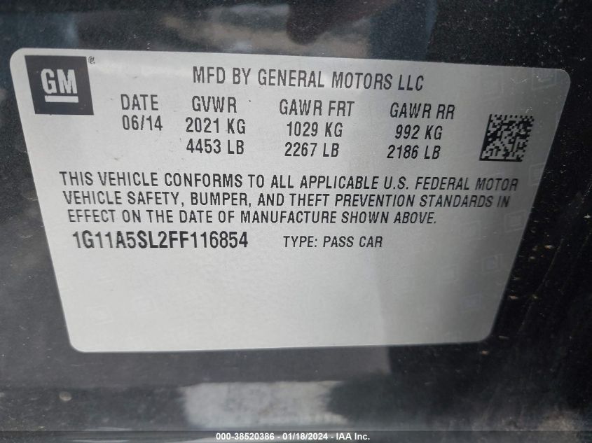 2015 CHEVROLET MALIBU LS - 1G11A5SL2FF116854
