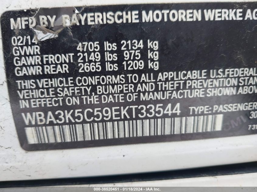 WBA3K5C59EKT33544 | 2014 BMW 328D