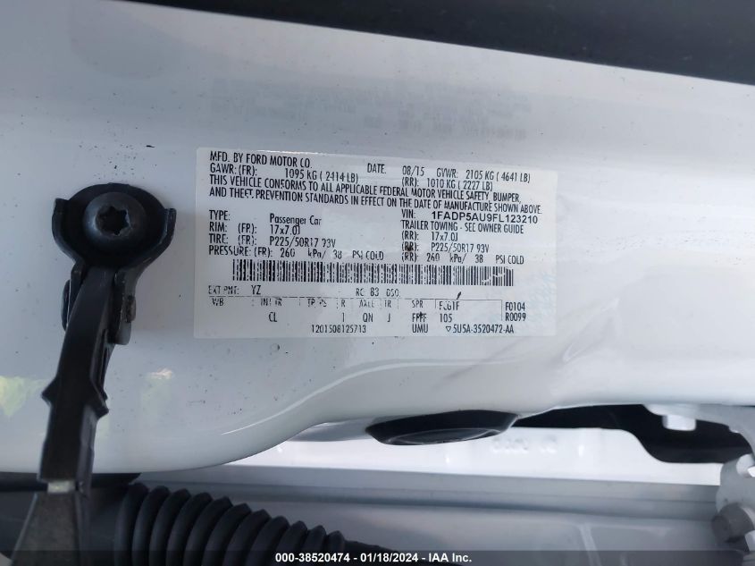 2015 FORD C-MAX HYBRID SE - 1FADP5AU9FL123210