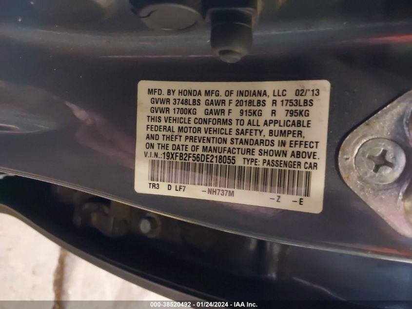 2013 HONDA CIVIC LX - 19XFB2F56DE218055