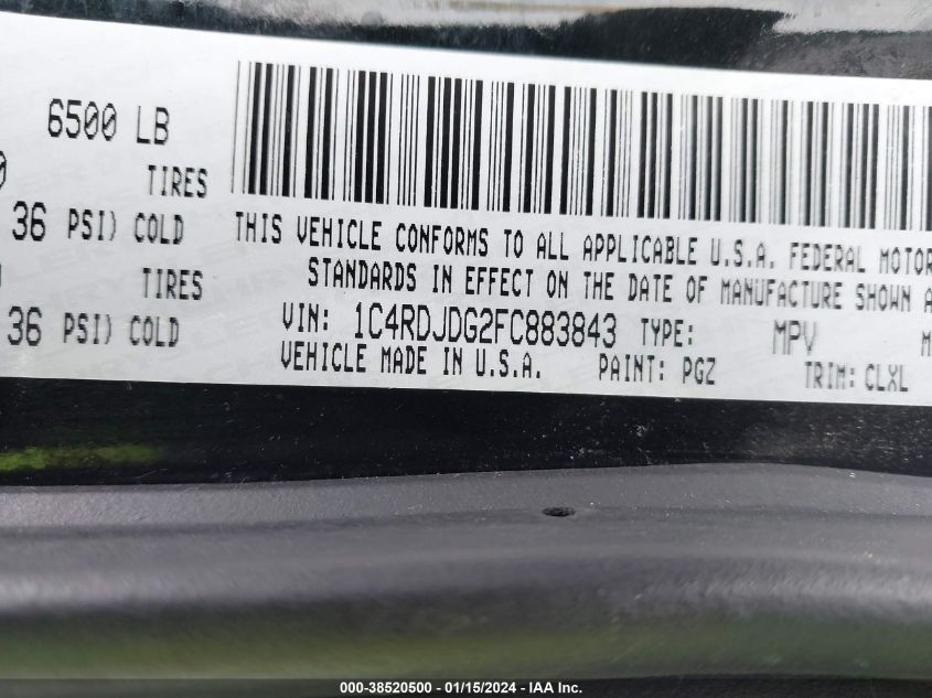 2015 DODGE DURANGO LIMITED - 1C4RDJDG2FC883843