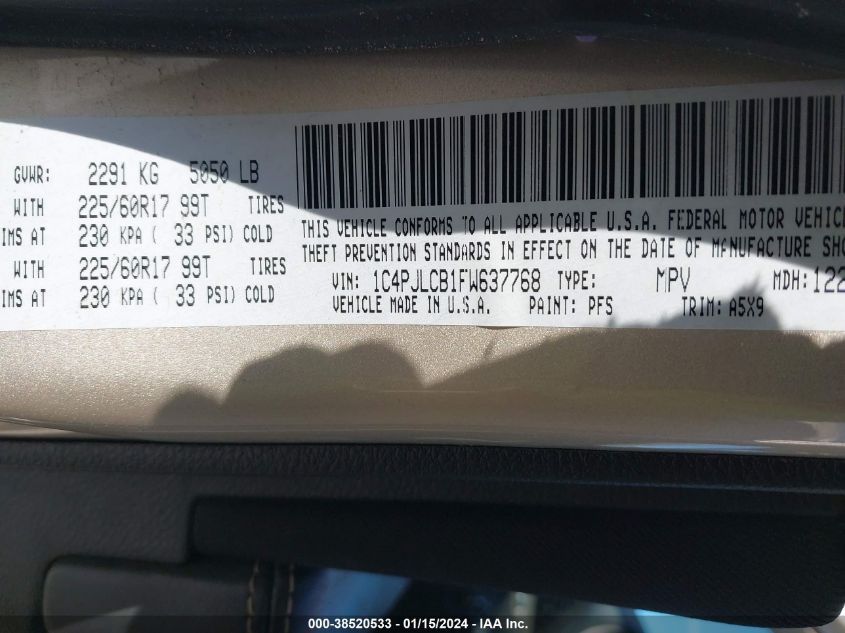 2015 JEEP CHEROKEE LATITUDE - 1C4PJLCB1FW637768