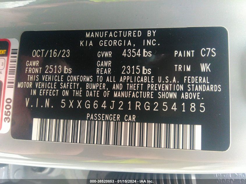 2024 KIA K5 GT LINE - 5XXG64J21RG254185
