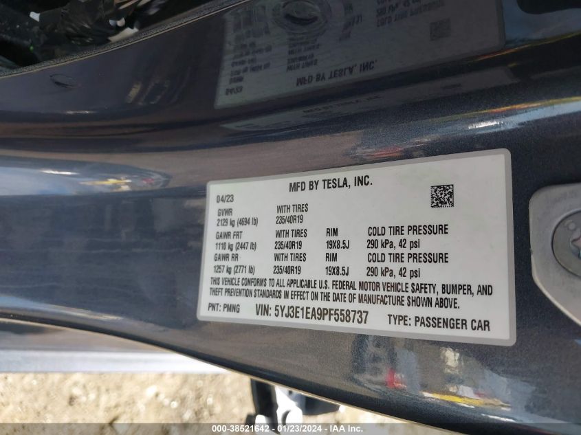 2023 TESLA MODEL 3 REAR-WHEEL DRIVE - 5YJ3E1EA9PF558737