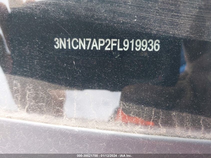 2015 NISSAN VERSA S/S PLUS/SV/SL - 3N1CN7AP2FL919936