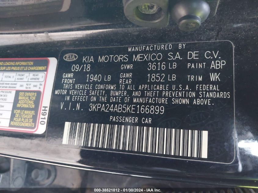 2019 KIA RIO S - 3KPA24AB5KE166899