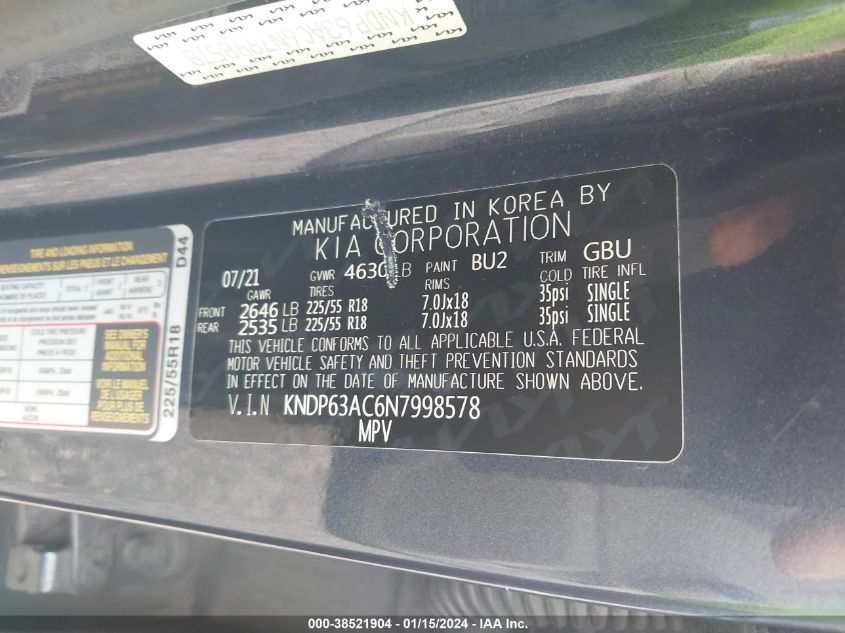 2022 KIA SPORTAGE S - KNDP63AC6N7998578