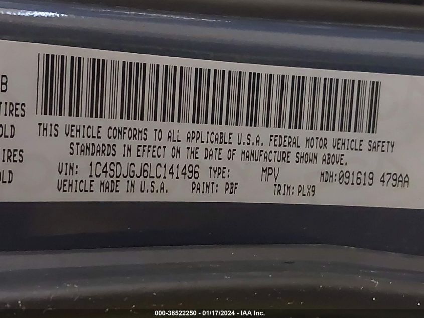 2020 DODGE DURANGO SRT - 1C4SDJGJ6LC141496