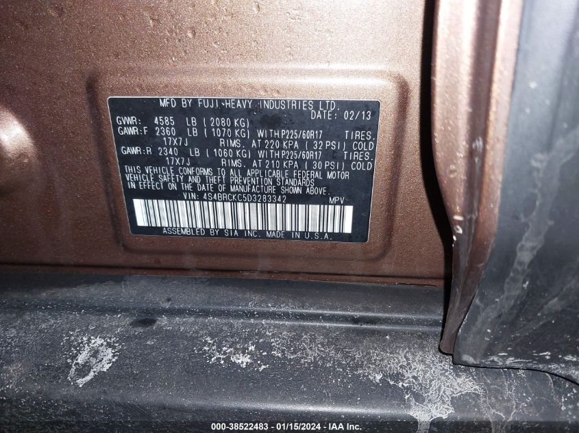 2013 SUBARU OUTBACK 2.5I LIMITED - 4S4BRCKC5D3283342