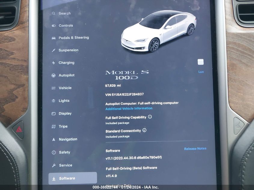 Auction sale of the 2018 TESLA MODEL S , vin: 5YJSA1E22JF284837, lot number: 38522744