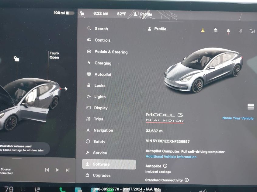 2022 TESLA MODEL 3 - 5YJ3E1ECXNF236557