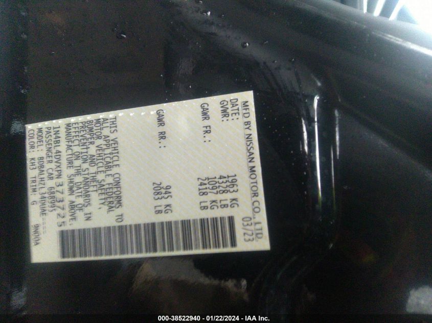 2023 NISSAN ALTIMA SV FWD - 1N4BL4DVXPN373725