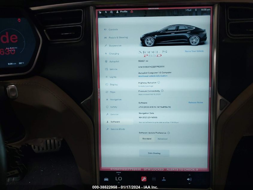 2014 TESLA MODEL S - 5YJSA1H22EFP62630