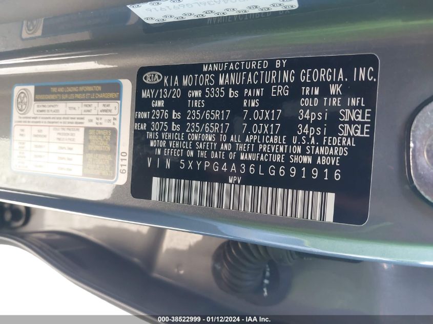 2020 KIA SORENTO 2.4L LX - 5XYPG4A36LG691916