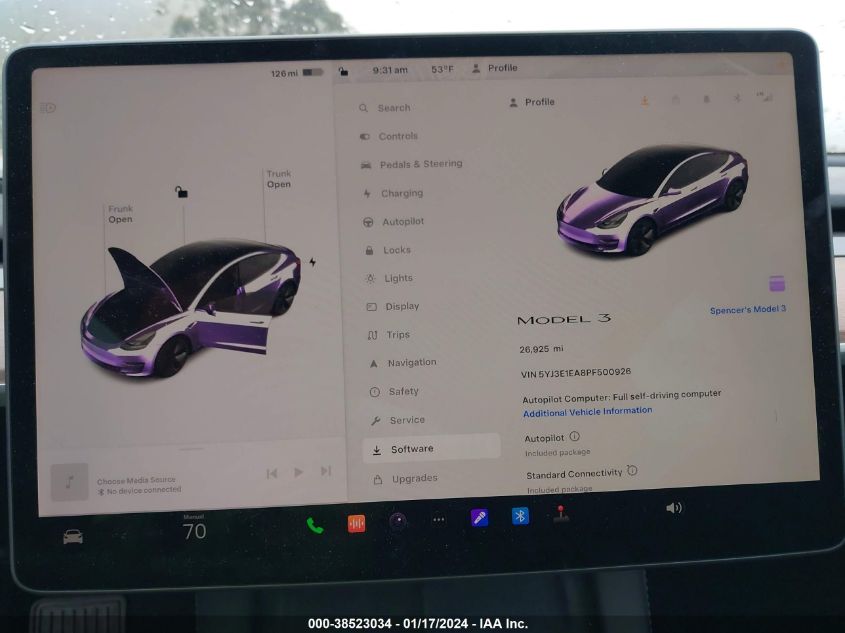 2023 TESLA MODEL 3 - 5YJ3E1EA8PF500926