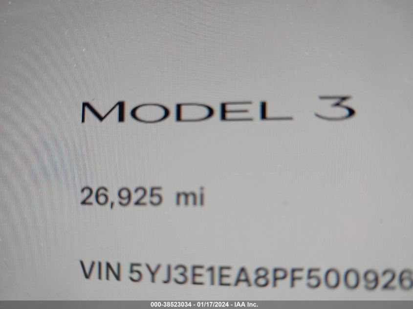 2023 TESLA MODEL 3 - 5YJ3E1EA8PF500926